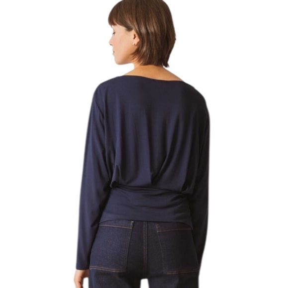 SKFK Navy Blue AITZOLE Long Sleeve Boatneck Tencel Modal Top EU 40 | US 8 NWT - Picture 10 of 11